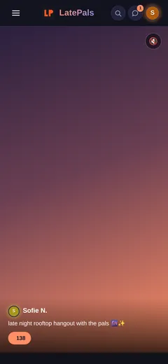 Screenshot of the LatePals reels on a phone